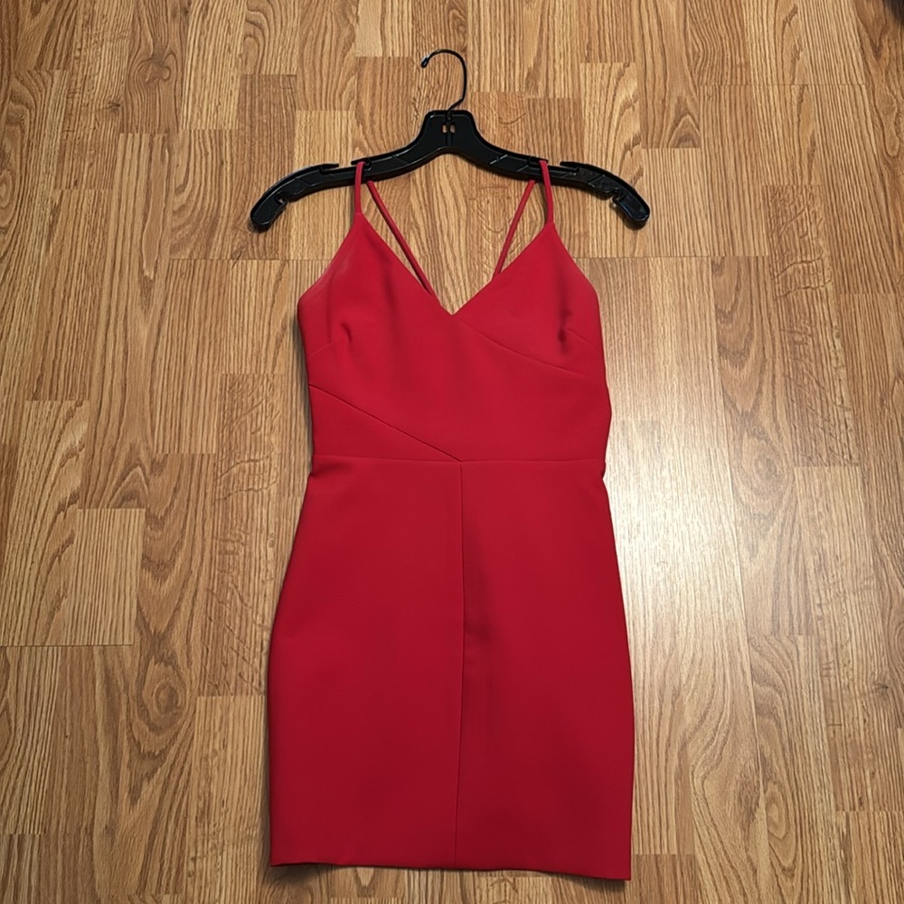 Likely Elegant Red Spaghetti Strap Dress